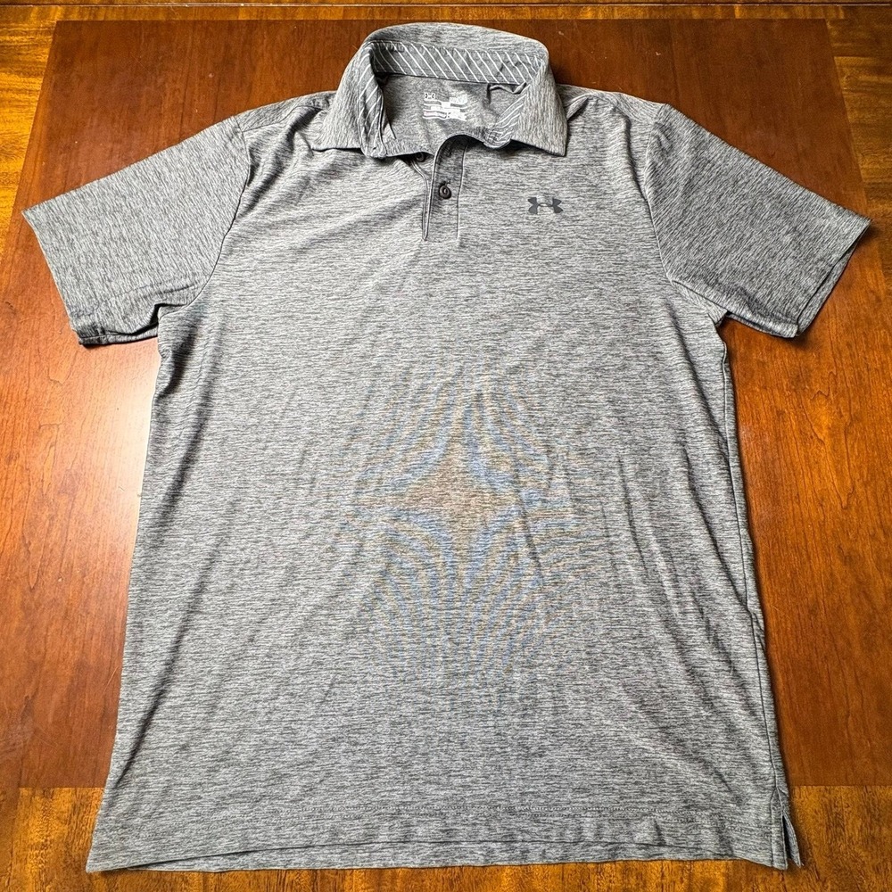 Under Armour HeatGear Loose Fit Gray Performance Polo Shirt Medium M